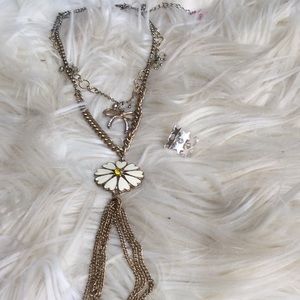 Betsey Johnson Daisy Necklace and Star Ring